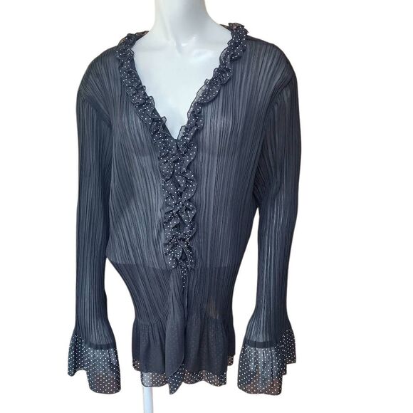 Lane Bryant Black Sheer Blouse (22/24) - Picture 3 of 6